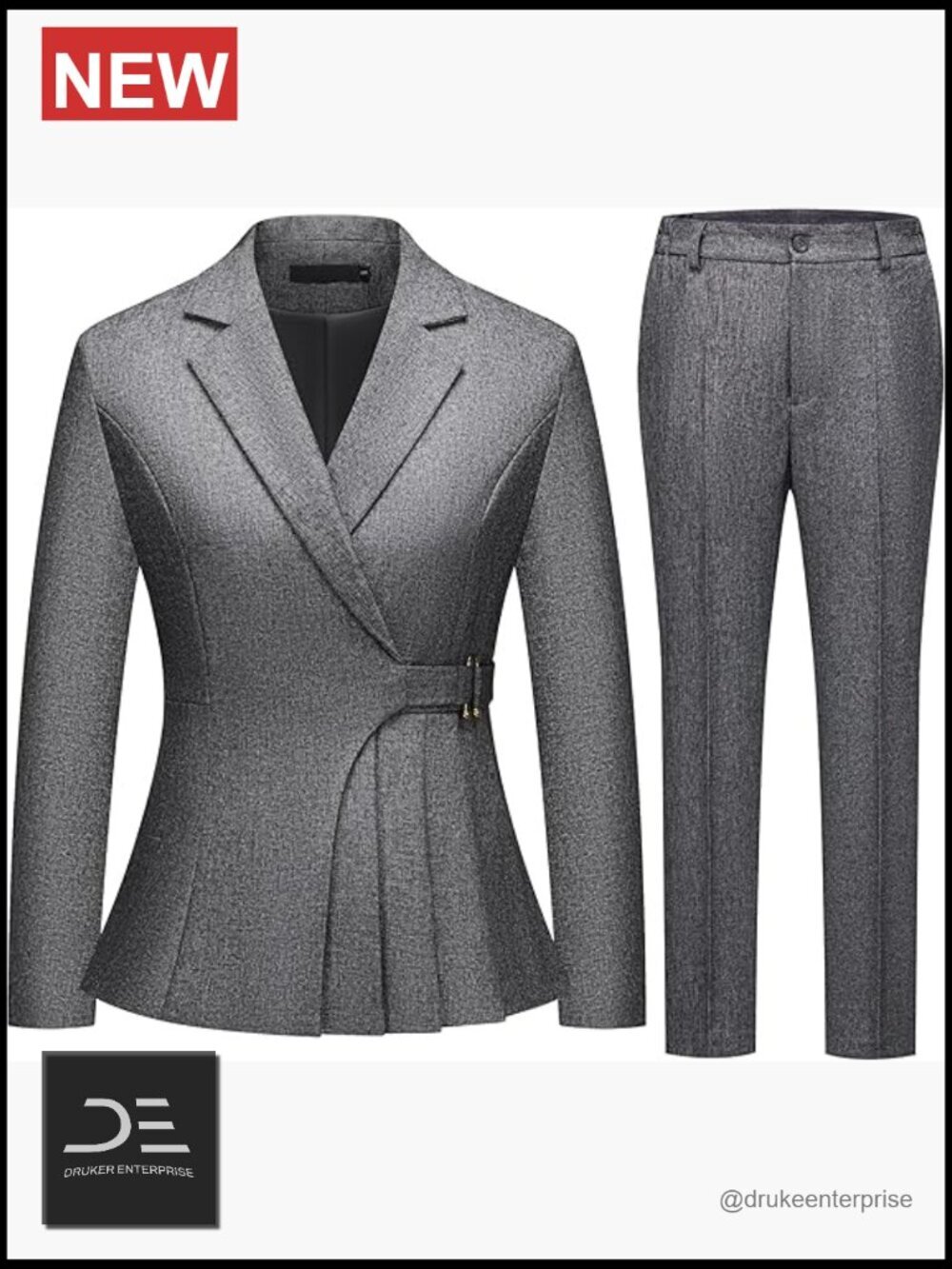 2 Piece Pantsuit Set Blazer & Trousers Business Casual Office Wear Long Sleeve